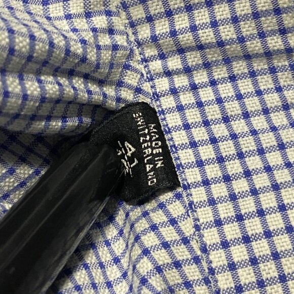 TOM FORD Light Blue White Cotton Micro Gingham Button Up Shirt - Picture 9 of 9